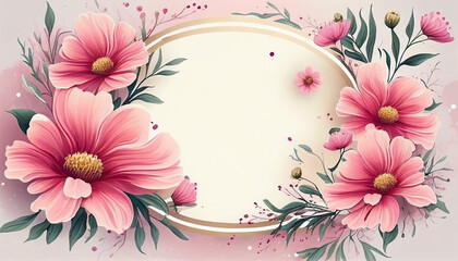 Wall Mural - Beautiful blooming floral wedding invitation banner, Generative AI