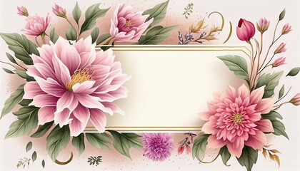 Wall Mural - Beautiful blooming floral wedding invitation banner, Generative AI