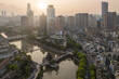 Aerial view of Guiyang at sunset, in Guizhou province, China