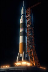 Wall Mural - The rocket launches into space. Spaceship launch. AI generated, human enhanced