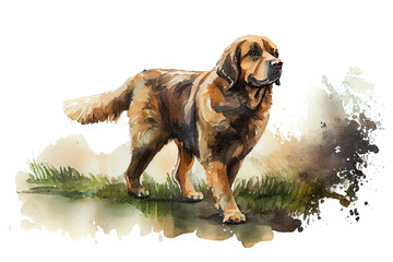 Wall Mural - Friendly dog breed Labrador Retriever. Watercolor realistic illustration on a white background. Pet animals images. Generative AI.