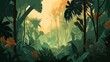 A dense jungle wallpaper featuring lush green foliage and towering trees.