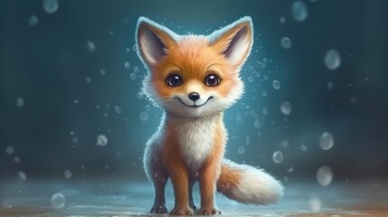 Wall Mural - adorable baby fox. created with generative ai.