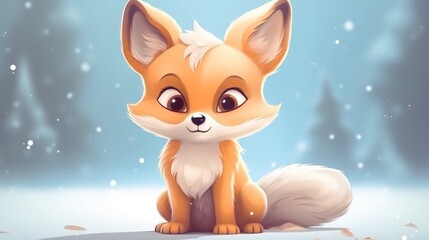 Wall Mural - adorable baby fox. created with generative ai.