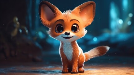 Wall Mural - adorable baby fox. created with generative ai.