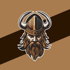 Viking man with Helmet, Axes, Armor illustration, esports mascot, gaming logo template..Hand-drawn illustration for mascot sport logo badge label sign poster emblem patch t-shirt printing.