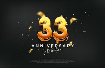 3d 33rd anniversary celebration design. with a strong and bold design. Premium vector background for greeting and celebration.