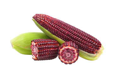 Wall Mural - Fresh purple corn isolated on transparent png