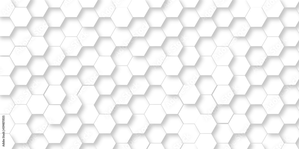 3d Hexagonal structure futuristic white background and Embossed Hexagon ...