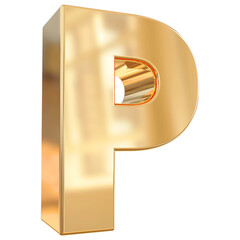 3d font letter P gold alphabet