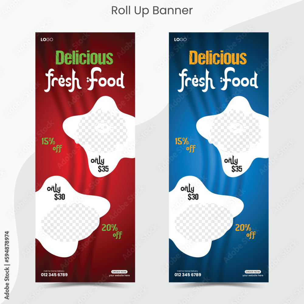 Fast food roll up banner restaurant menu template Design brochure ...