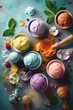 assorted of scoops of ice cream, colorful set of ice-cream