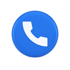 Poster - Helpline hotline call center phone handset round button 3d realistic icon