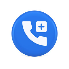 Poster - Call phone add emergency hotline service blue round button 3d realistic icon