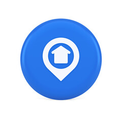 Poster - urban building location find button house map pin web application 3d realistic icon