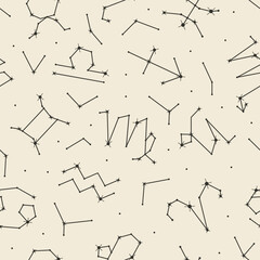 Wall Mural - Zodiac signs seamless pattern, astrological symbols repeating print on white background for fabric, packaging, wrapping paper, web page design. Astrological constellations vector illustration