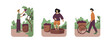 © ANDRII - Set of different cartoon characters of young people manufacturing organic wine