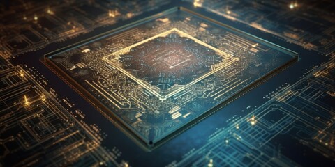 Poster - electronic technology chip or microprocessor, generative ai