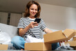 © Barillo_Images - One-click ordering and same-day delivery concept, woman sharing her experience of consumer in internet.