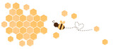 Fototapeta Fototapety na ścianę do pokoju dziecięcego - Beehive honey sign with bee cartoons and heart dot line isolated on white background vector illustration.