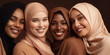 © Fox Bread - Multi ethnical group of women in hijab together. Diversity concept created with generative ai tools