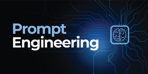 Prompt Engineering Banner. Futuristic concept for new career path. Vector design