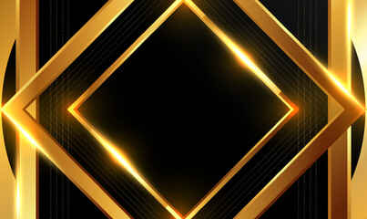 Poster - luxury abstract background with golden glowing stripes and lighting effect. slanted shapes, modern b