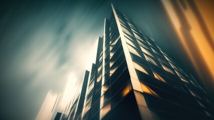 Fototapete - a fuzzy picture of a shiny new building Generative AI