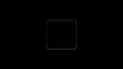 Poster - 3d glass rotating transparent cube with dispersion effect. Trendy iridescent colors. 4k seamless looped animation with alpha channel.