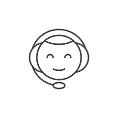 Poster - Chat Bot Head with Headset vector concept linear icon