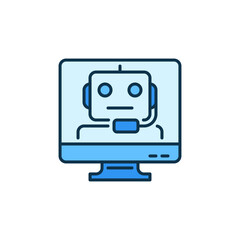 Poster - Chatbot on Computer Screen vector Online Chat concept colored icon