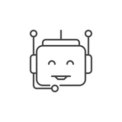 Poster - Chatbot Robot Head vector concept icon in thin line style