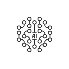 Poster - AI Circuits Brain vector Artificial Intelligence concept outline icon or symbol