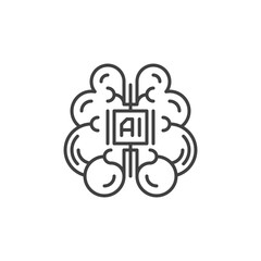 Poster - AI Mind vector Artificial Intelligence Brain concept outline icon