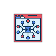 Poster - AI Online App in Web Browser vector Artificial Intelligence concept colored icon