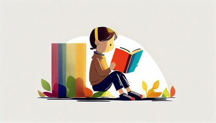 Adrianchb a kid reading a book left composition children book s, Generative AI
