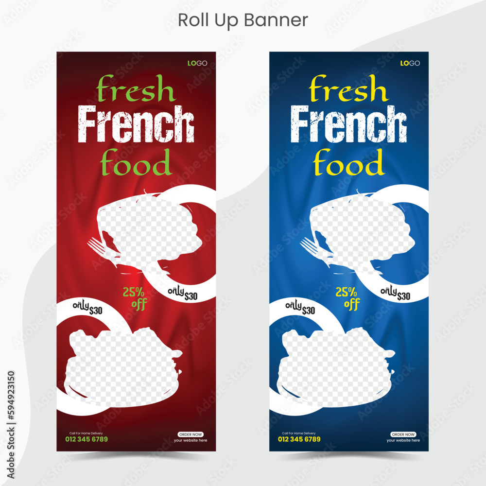 Fast food roll up banner restaurant menu template Design brochure ...