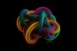 Glowing Gordian knot made of electrical cable in rainbow colors against a dark background. Generative AI
