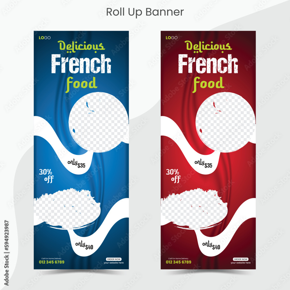 Fast food roll up banner restaurant menu template Design brochure ...