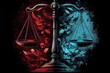 scales of justice, with both sides in balance, symbolizing fairness and equality, created with generative ai