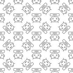 Poster - Cute Chatbot vector Online Chat Conversation line seamless pattern