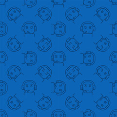 Poster - Chatbot vector Support Service linear blue seamless pattern