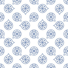 Poster - Round AI Speech Bubble vector Artificial Intelligence Brain line seamless pattern