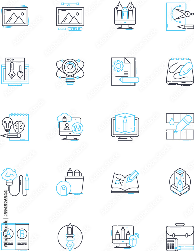 Graphic artist linear icons set. Creativity, Design, Illustration ...