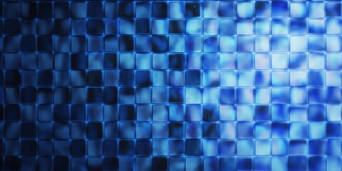 Wall Mural - Bokeh effect of blue glass tiles used as a backdrop texture Generative AI