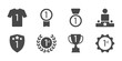 © Anastasiia - Set with award, award with number 1, one, trophy cup, winner medal, badge first place win vector icon