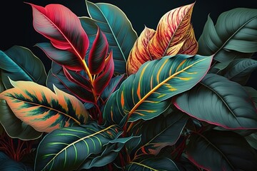 Fototapete - Luminous, non-native plant foliage Generative AI