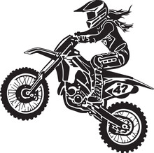 Woman On A Bike, Woman On A Motorcycle Vector Illustration,SVG