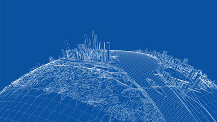 Poster - 3d city sphere. vector rendering of 3d