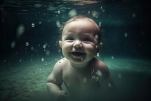 Happy Baby Under Water.